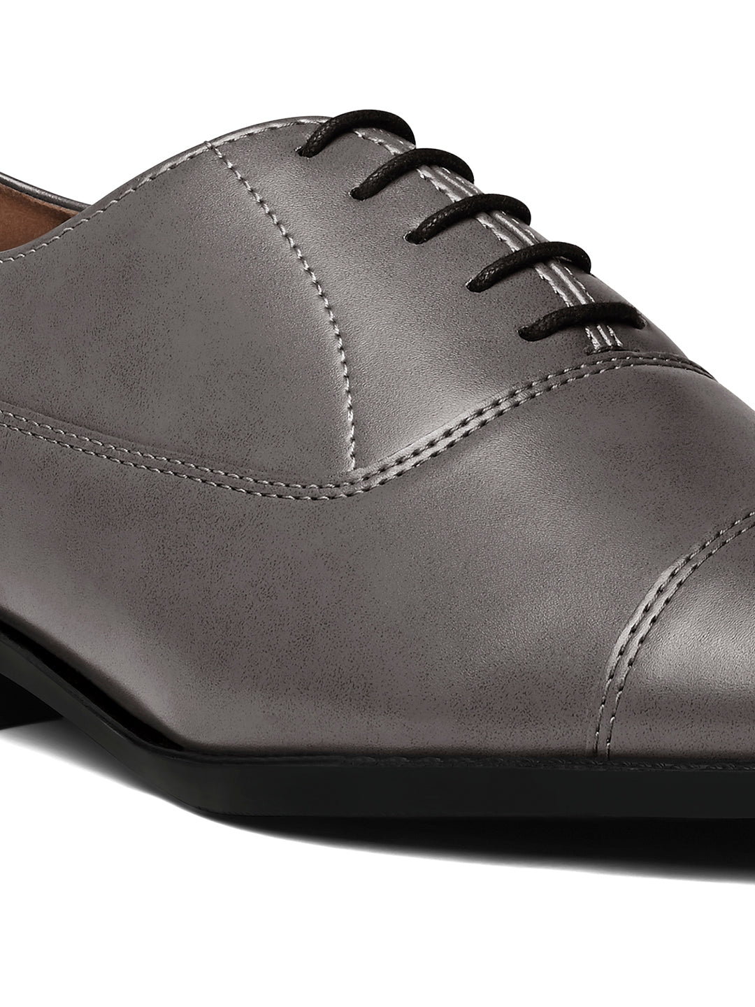 Ash Grey Handcrafted Captoe Style Comfortable Laceups Shoes