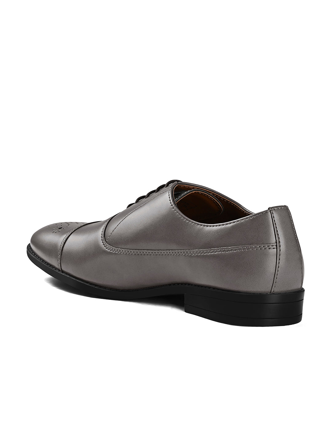 Ash Grey Handcrafted Captoe Style Comfortable Laceups Shoes