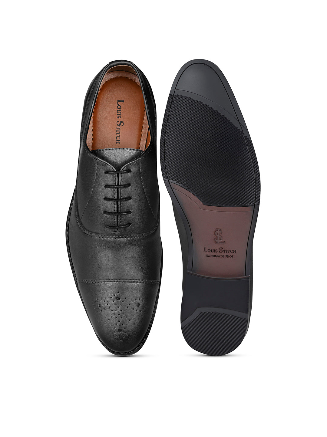 Obsidian Black Captoe Style Comfortable Laceups Shoes