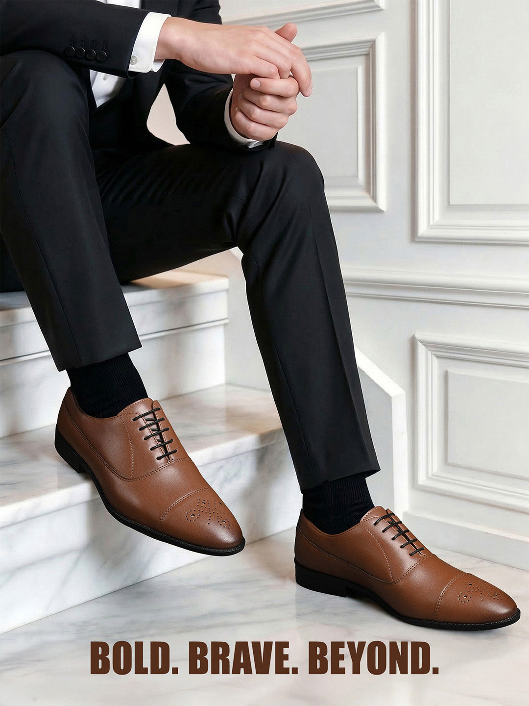 Russet Tan Handcrafted Captoe Style Comfortable Laceups Shoes