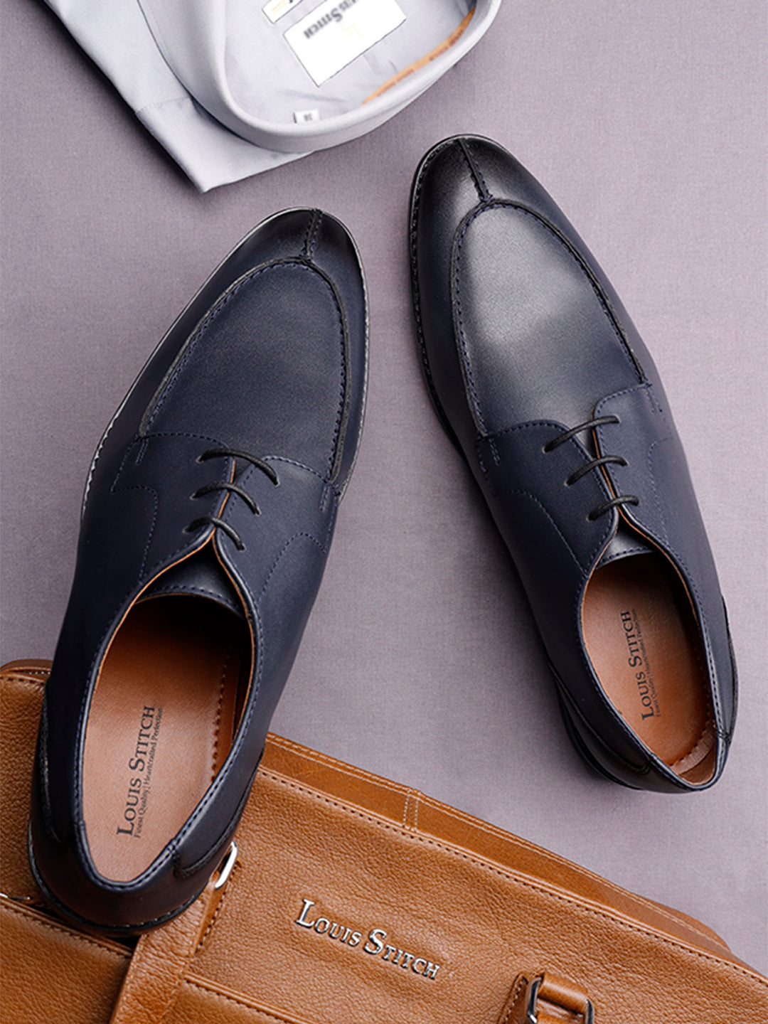 Federal Blue Handcrafted Derby Laceups Shoes