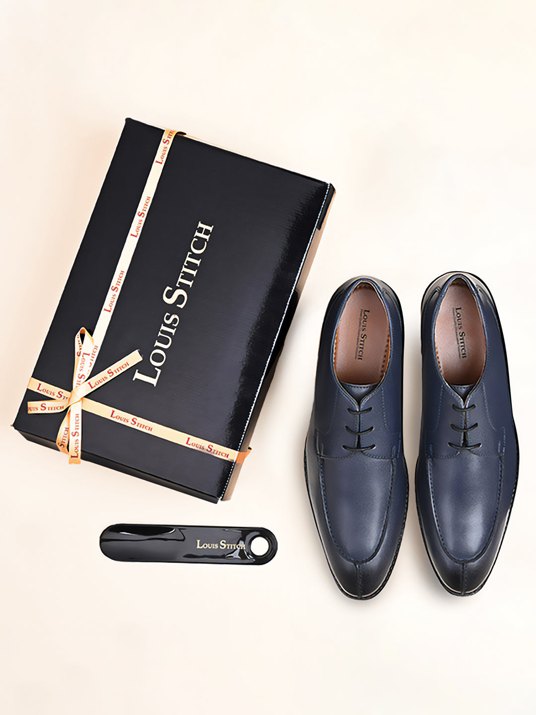 Federal Blue Handcrafted Derby Laceups Shoes