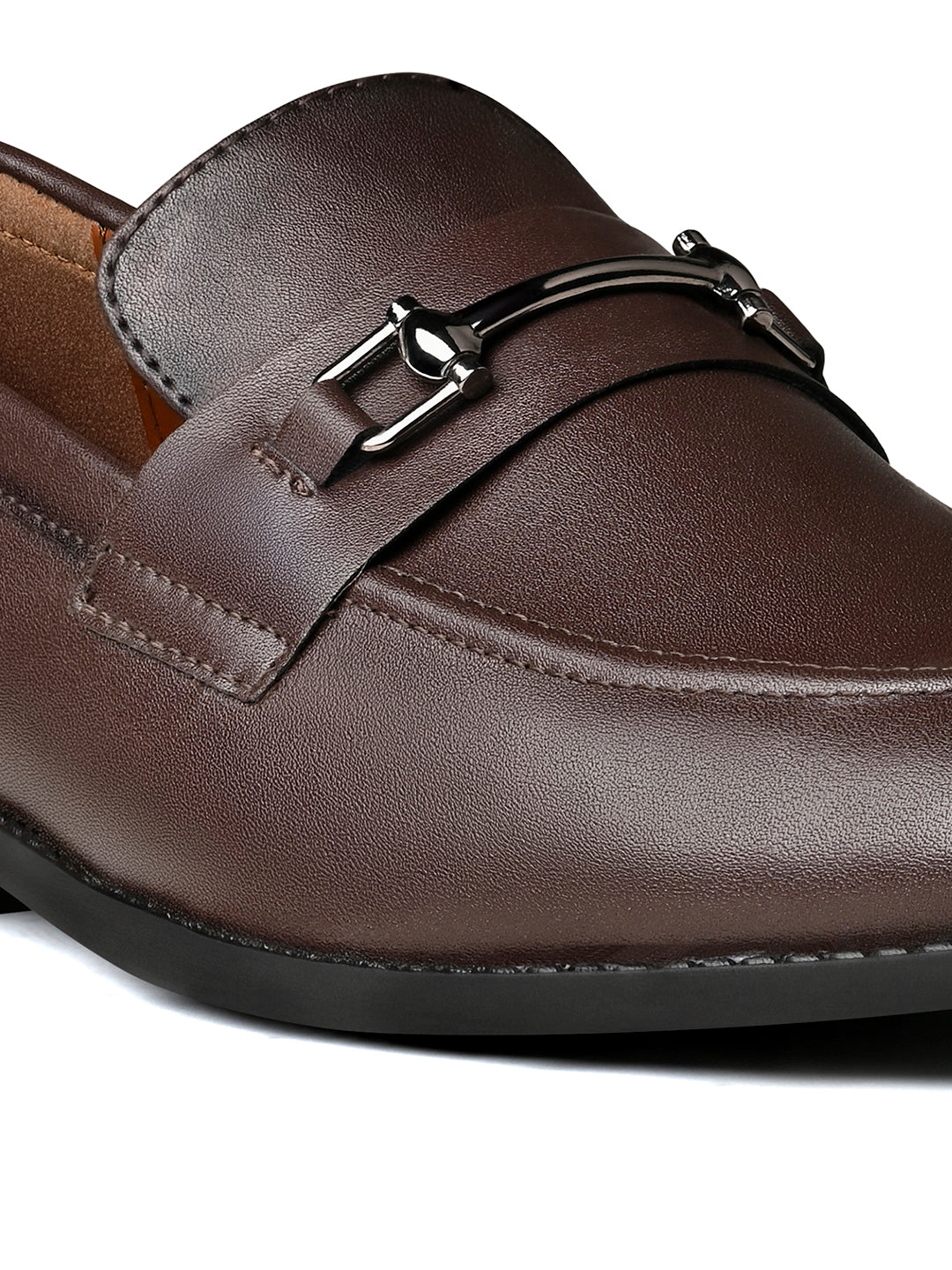 Brunette Brown Shoes Slipon Style Comfortable Moccasin with Buckle