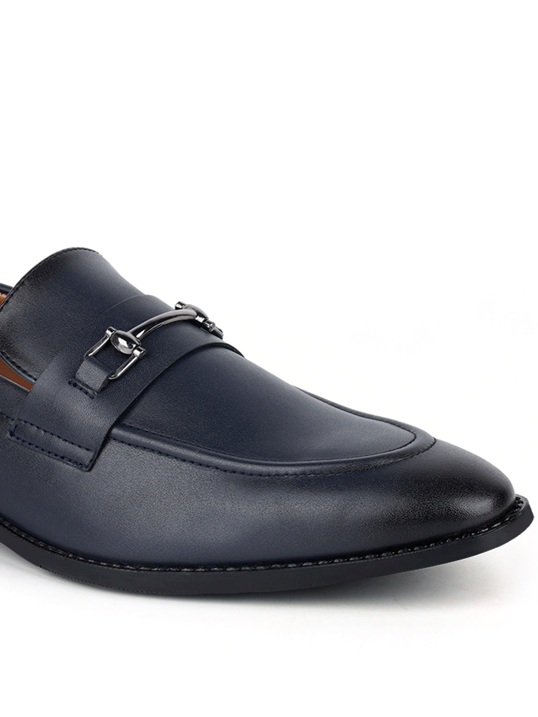 Federal Blue Shoes Slipon Style Comfortable Moccasins with Buckle