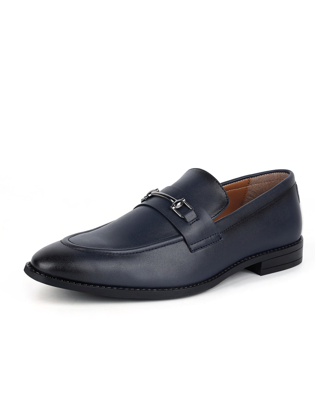 Federal Blue Shoes Slipon Style Comfortable Moccasins with Buckle