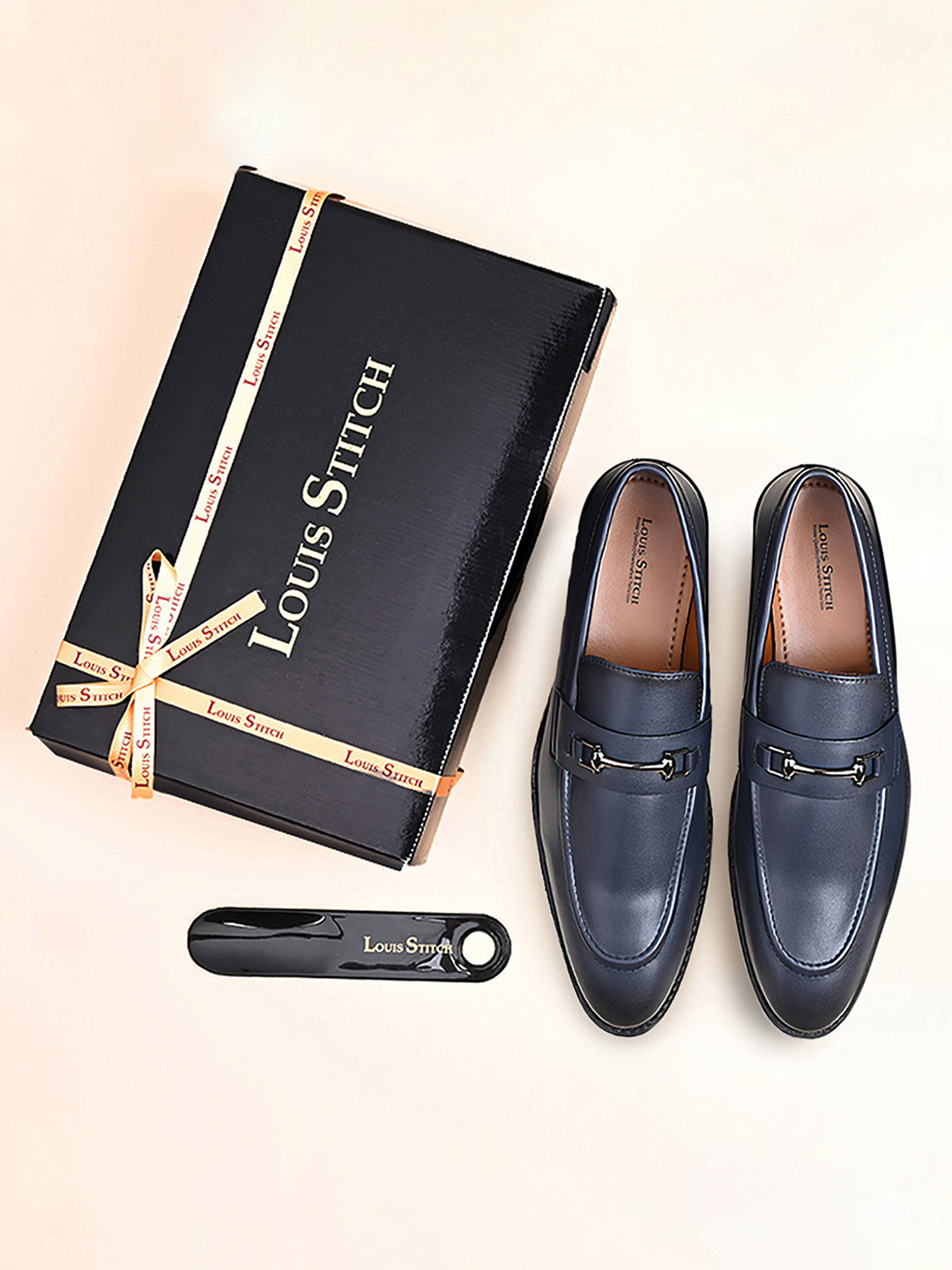 Federal Blue Shoes Slipon Style Comfortable Moccasins with Buckle