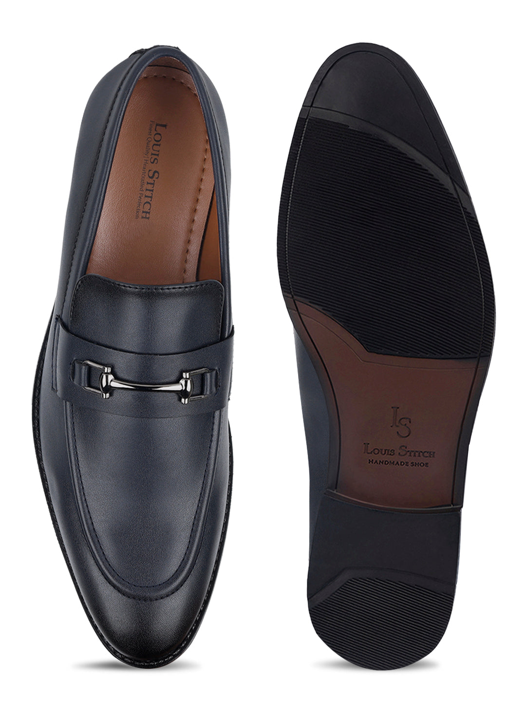 Federal Blue Shoes Slipon Style Comfortable Moccasins with Buckle