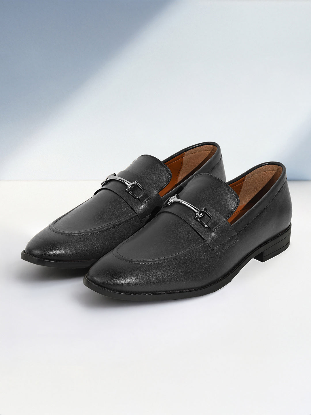 Obsidian Black Shoes Slipon Style Comfortable Moccasins with Buckle