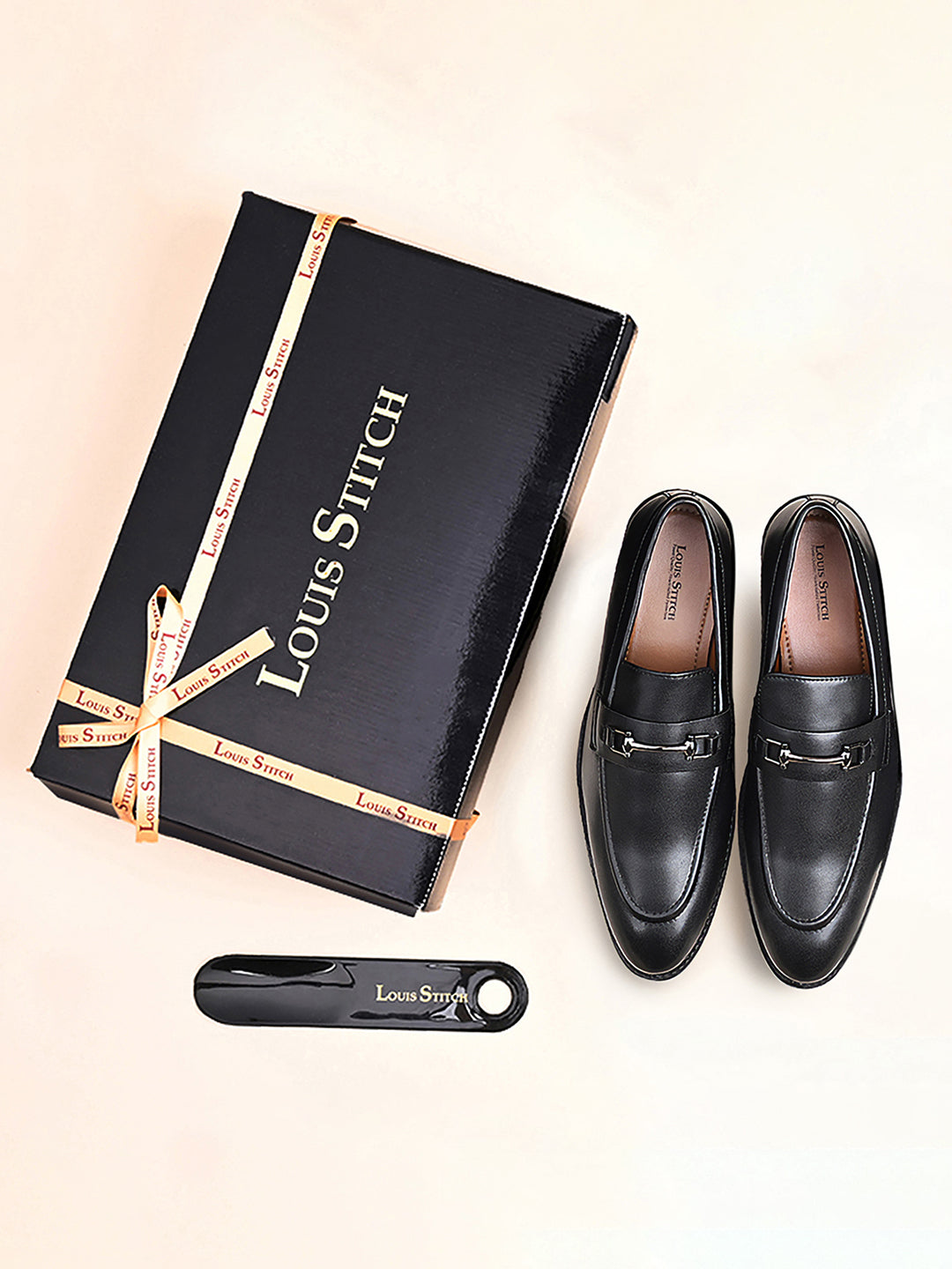 Obsidian Black Shoes Slipon Style Comfortable Moccasins with Buckle