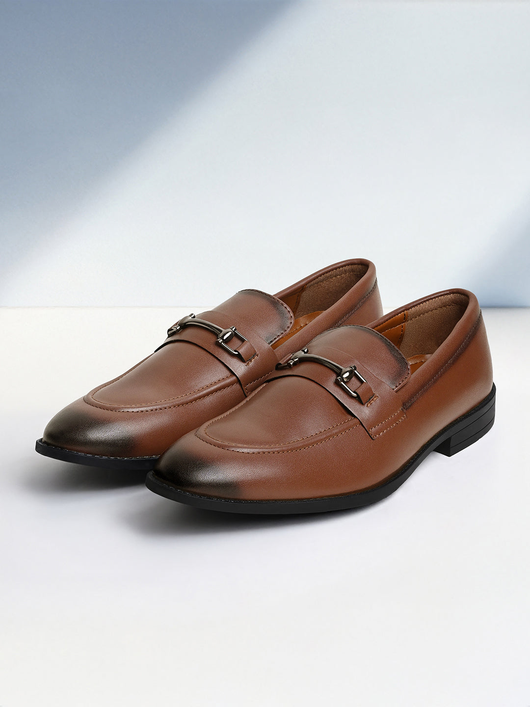 Russet Tan Shoes Slipon Style Comfortable Moccasins with Buckle