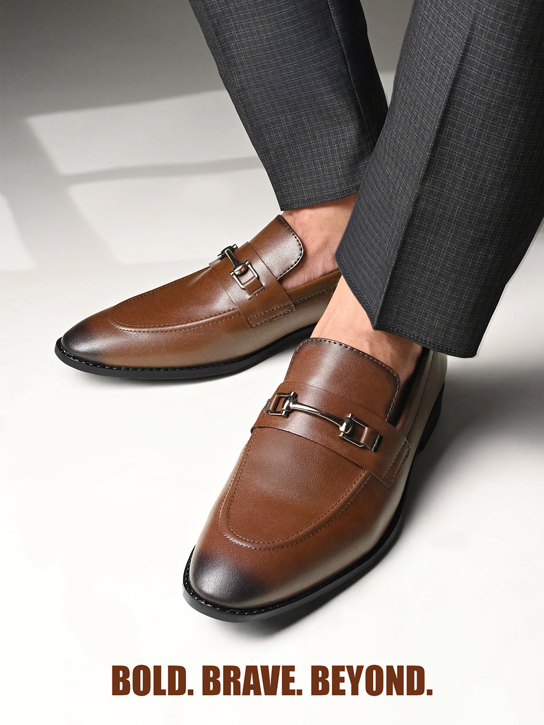 Russet Tan Shoes Slipon Style Comfortable Moccasins with Buckle