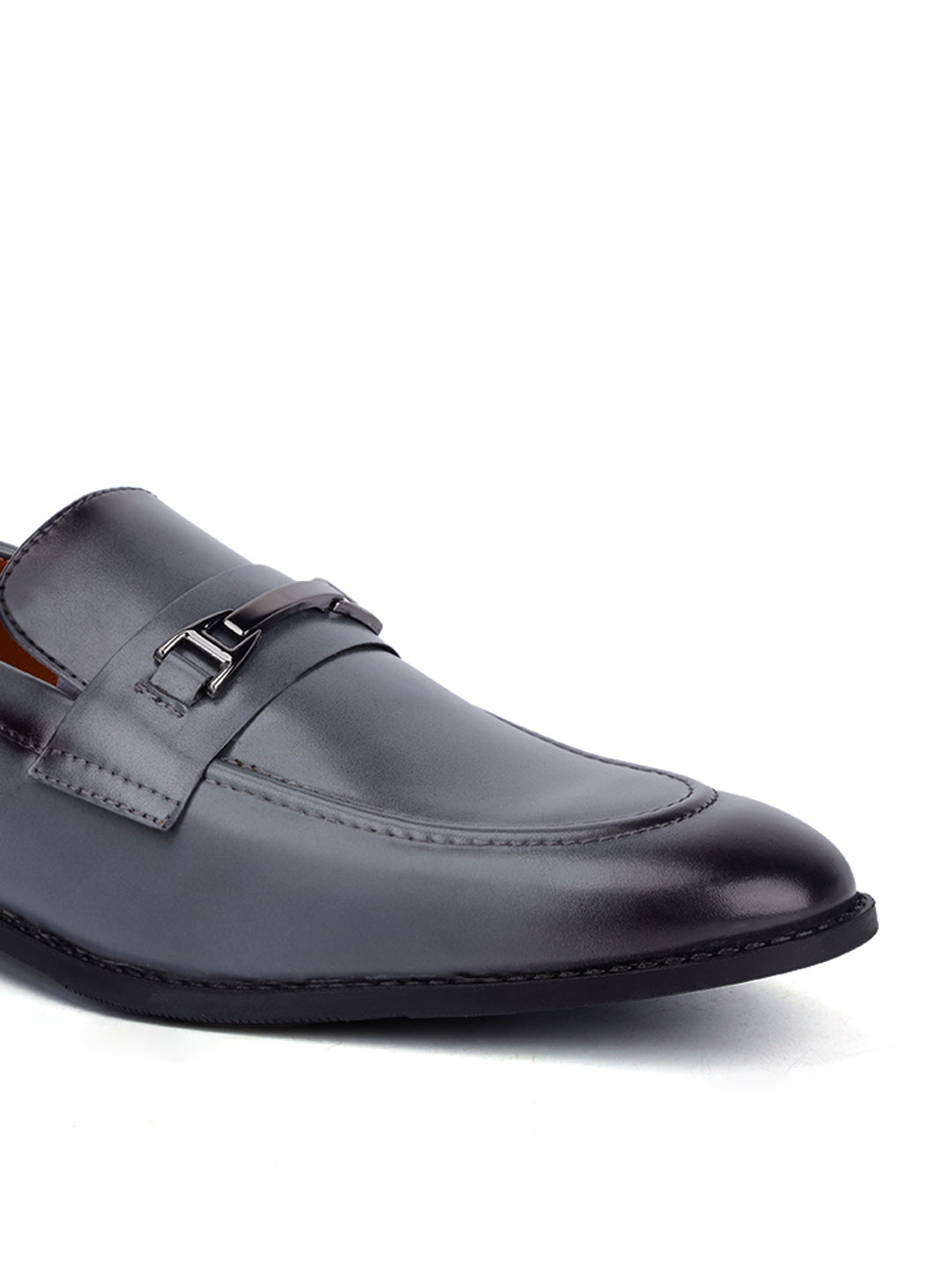 Ash Grey Shoes Slipon Style Comfortable Moccasins with Buckle