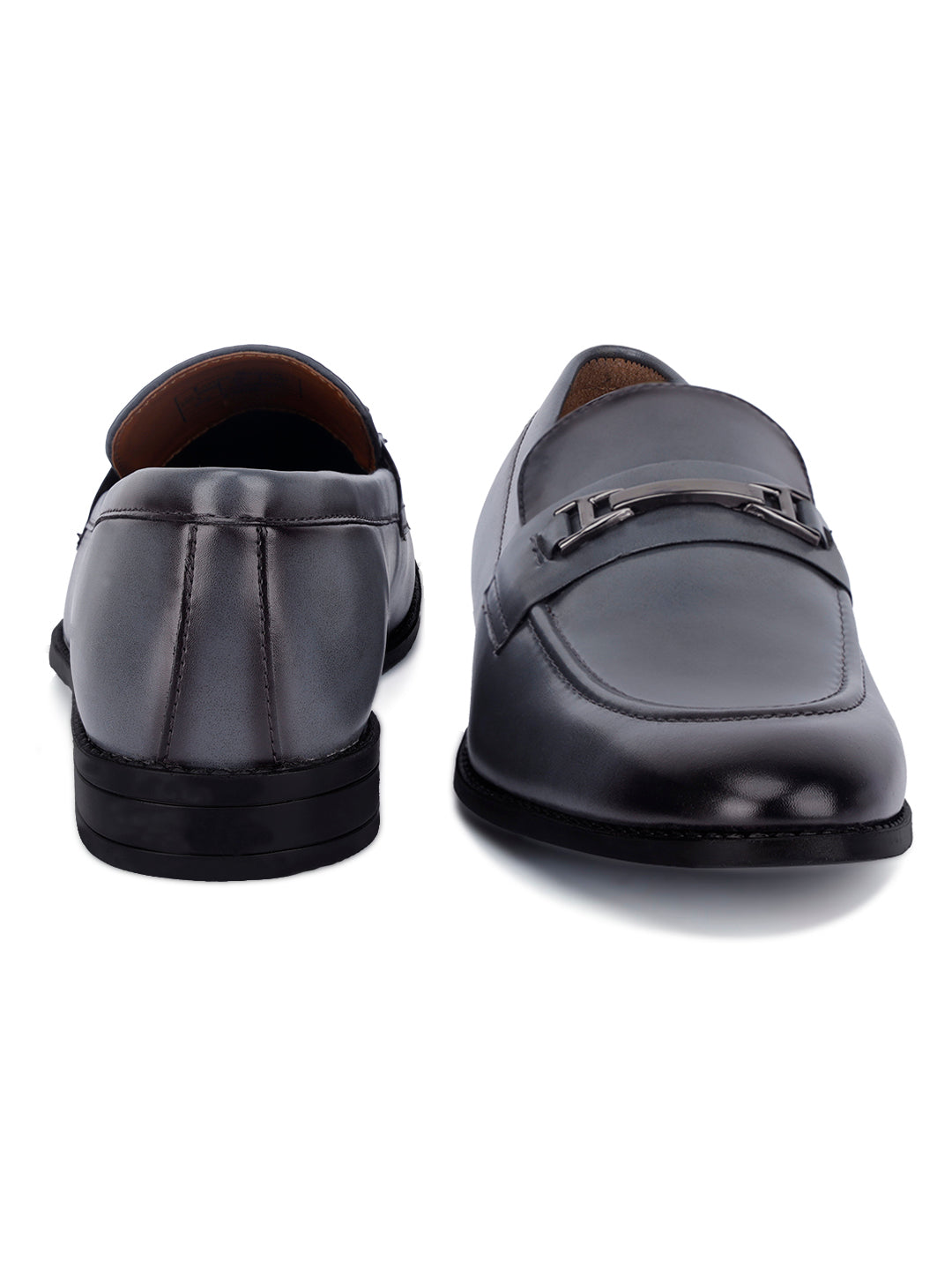 Ash Grey Shoes Slipon Style Comfortable Moccasins with Buckle