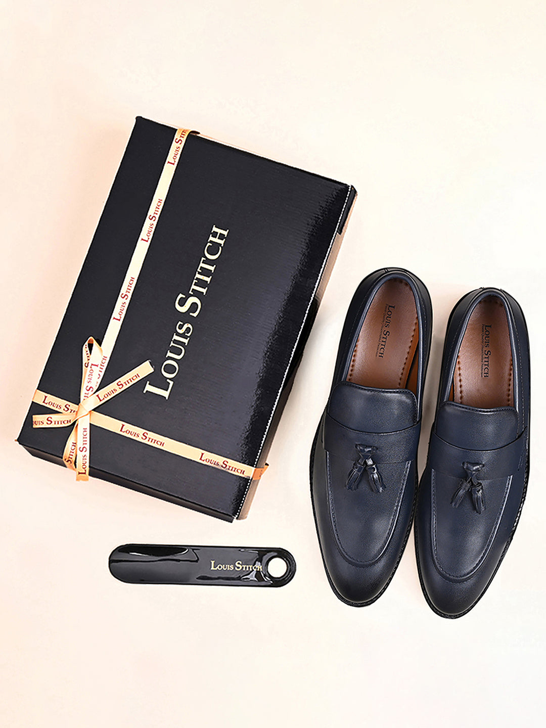 Federal Blue Handcrafted Tassel Style Comfortable Moccasins