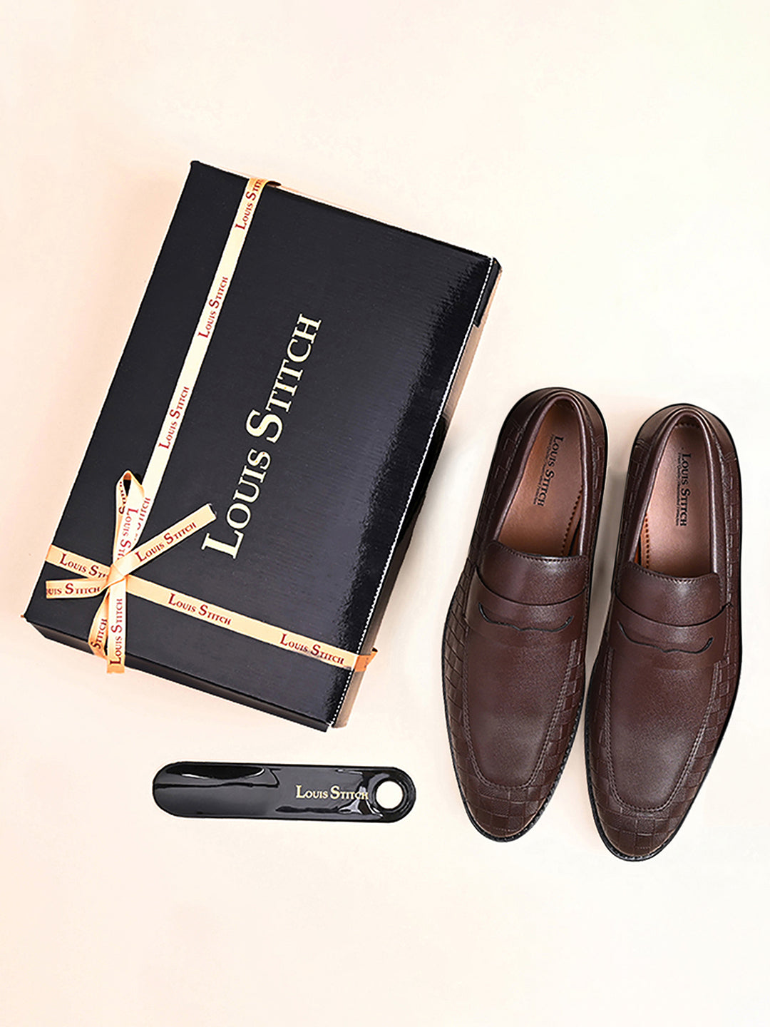 Brunette Brown Embossed Moccasins Slipons