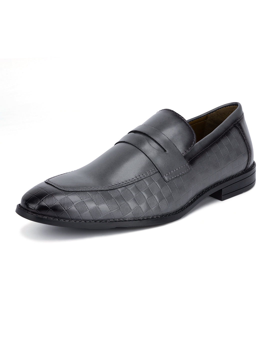 Ash Grey Handcrafted Embossed Moccasins Slipons