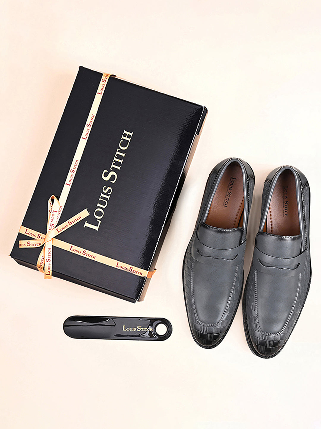 Ash Grey Handcrafted Embossed Moccasins Slipons