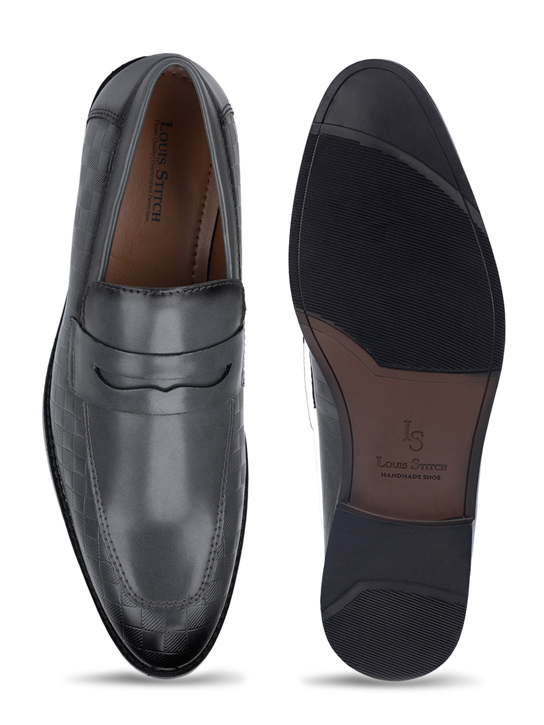 Ash Grey Handcrafted Embossed Moccasins Slipons