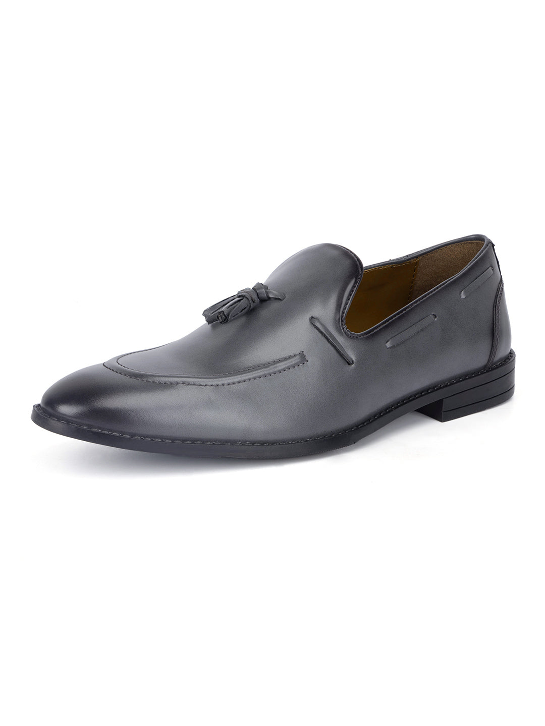 Ash Grey Handcrafted Tassel Moccasins Slipons