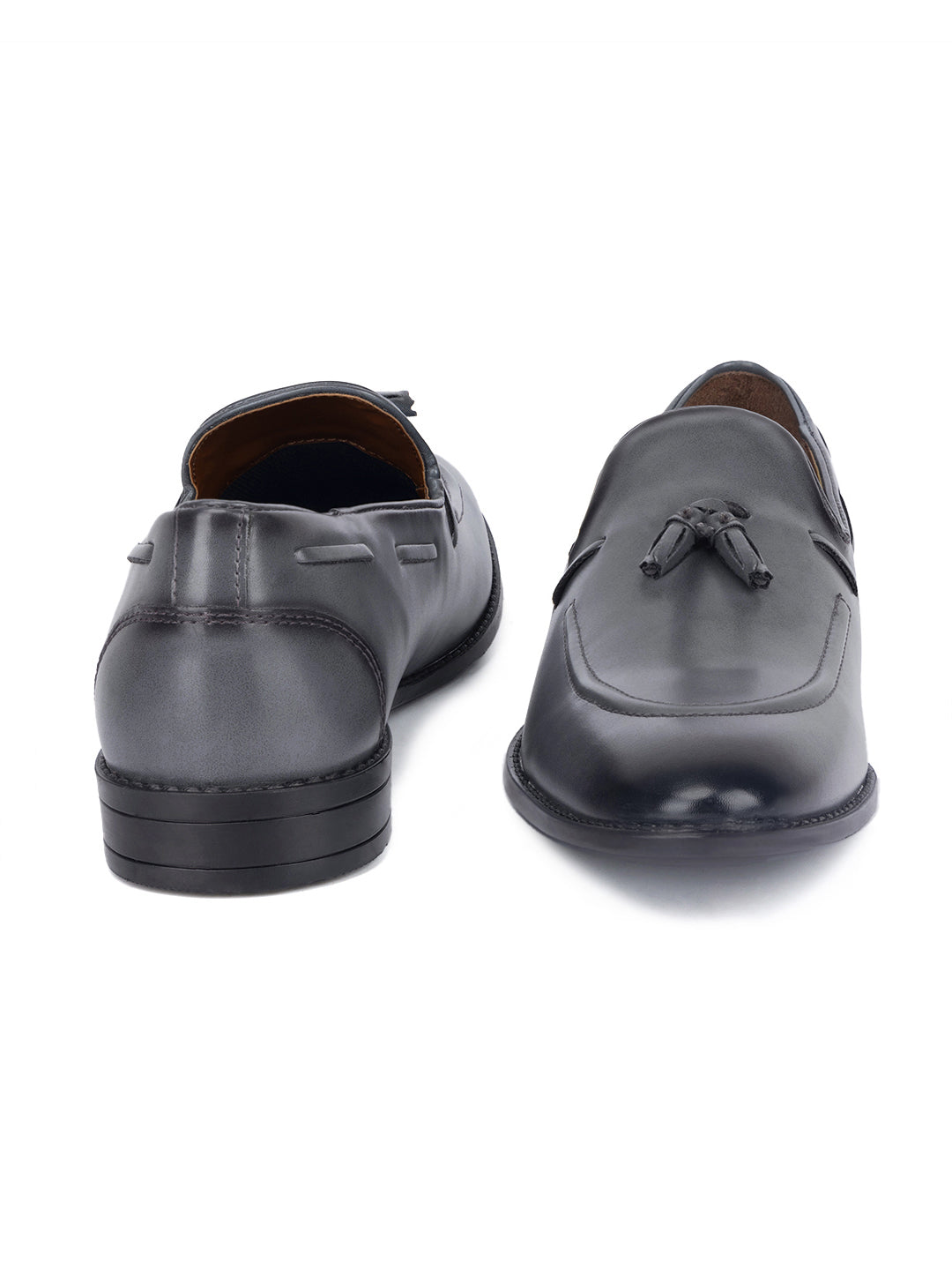 Ash Grey Handcrafted Tassel Moccasins Slipons