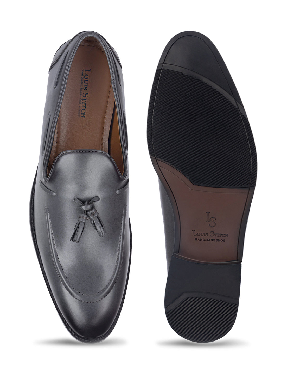 Ash Grey Handcrafted Tassel Moccasins Slipons