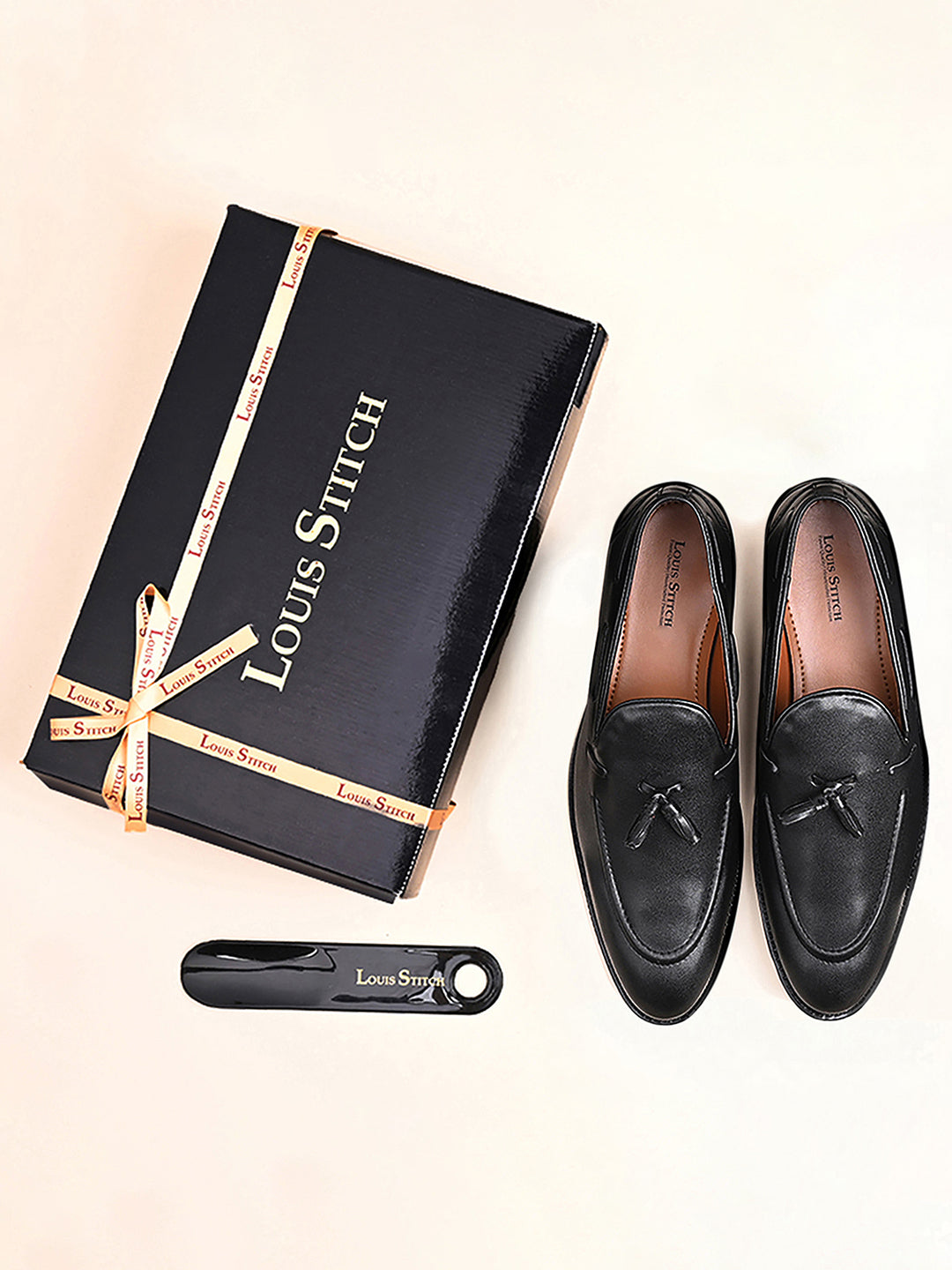 Jet Black Handcrafted Tassel Moccasins Slipons