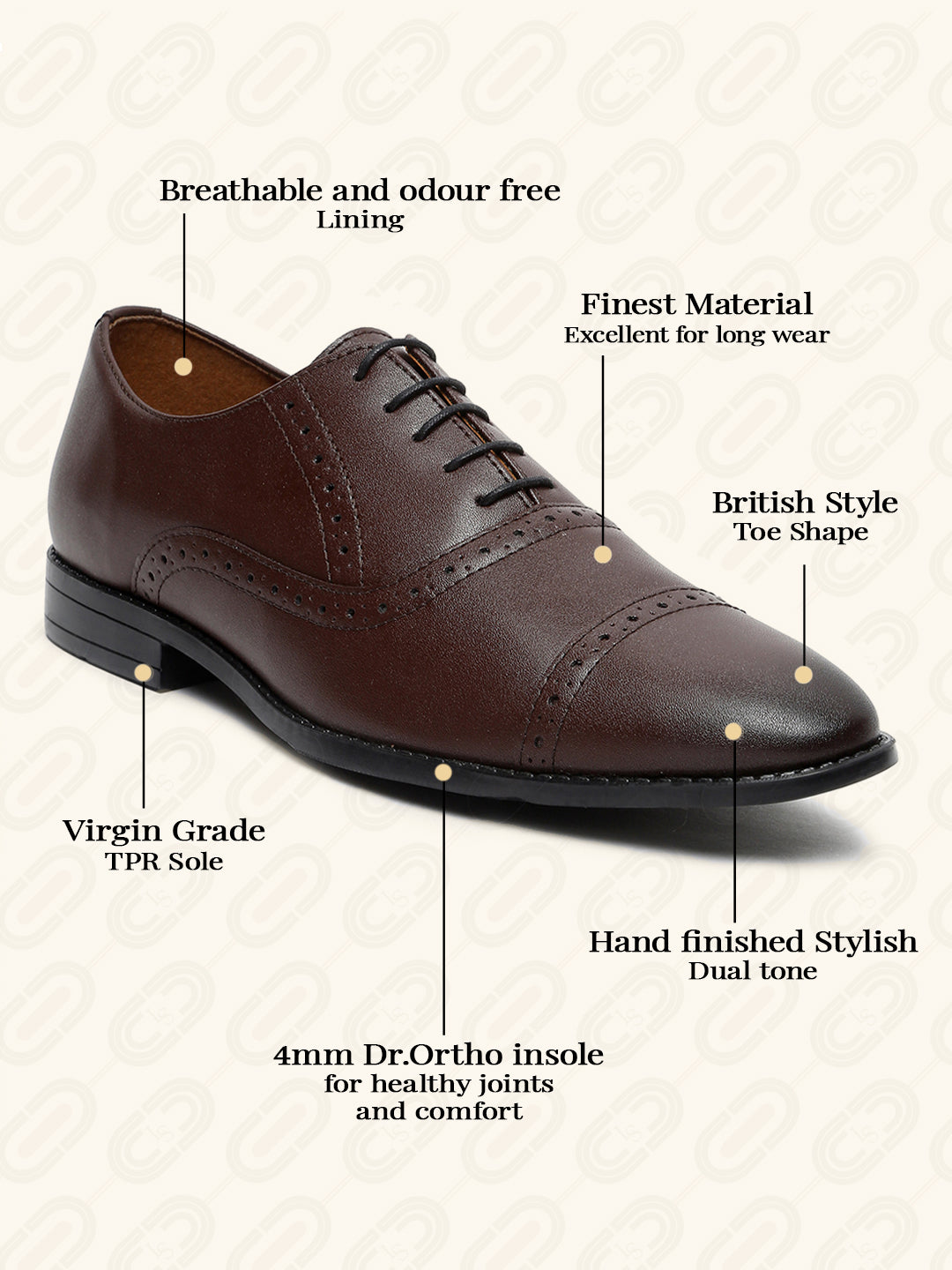 Brunette Brown Oxford Style Comfortable Formal Laceup Shoes