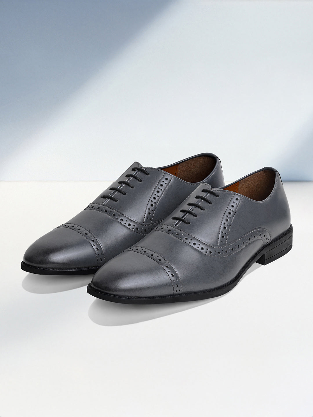 Ash Grey Oxford Style Comfortable Formal Laceup Shoes