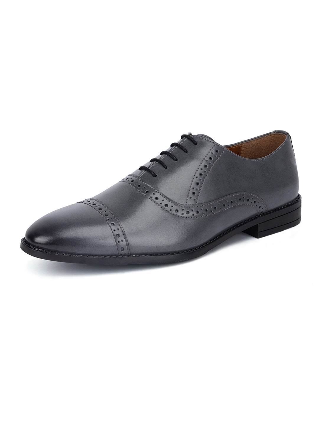 Ash Grey Oxford Style Comfortable Formal Laceup Shoes