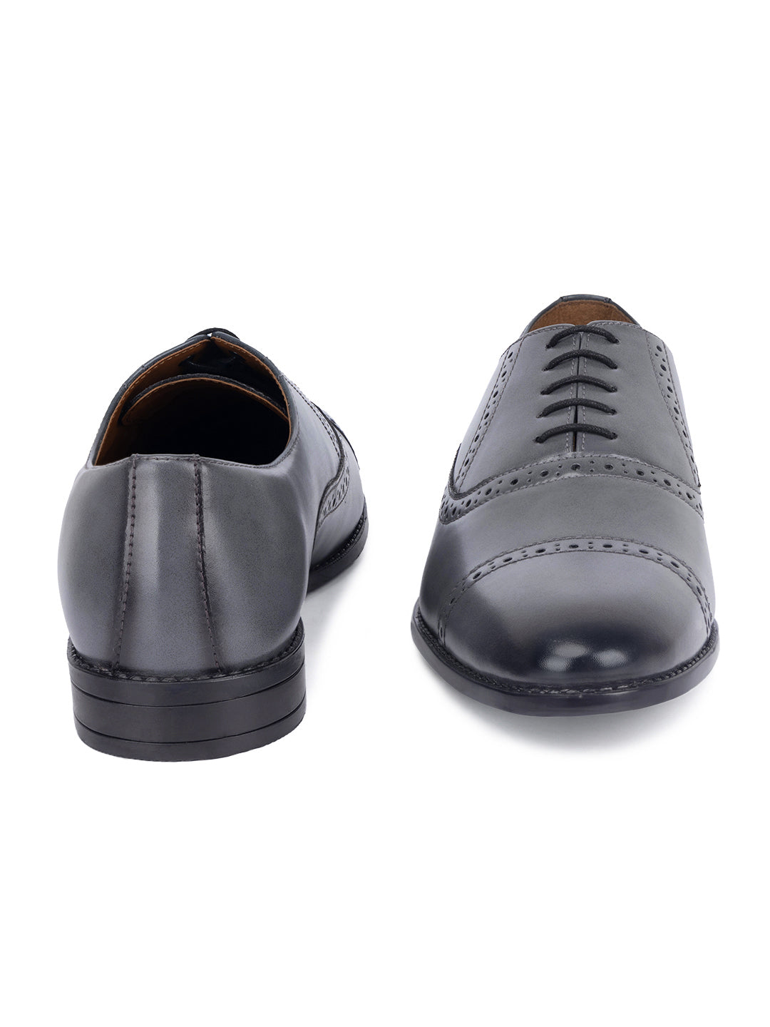 Ash Grey Oxford Style Comfortable Formal Laceup Shoes