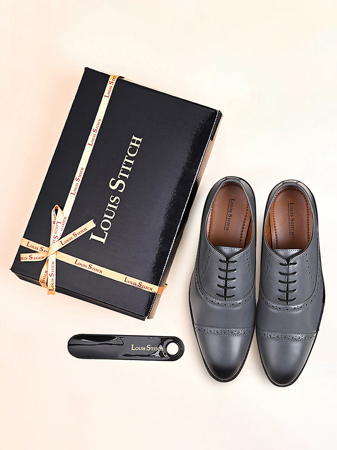 Ash Grey Oxford Style Comfortable Formal Laceup Shoes