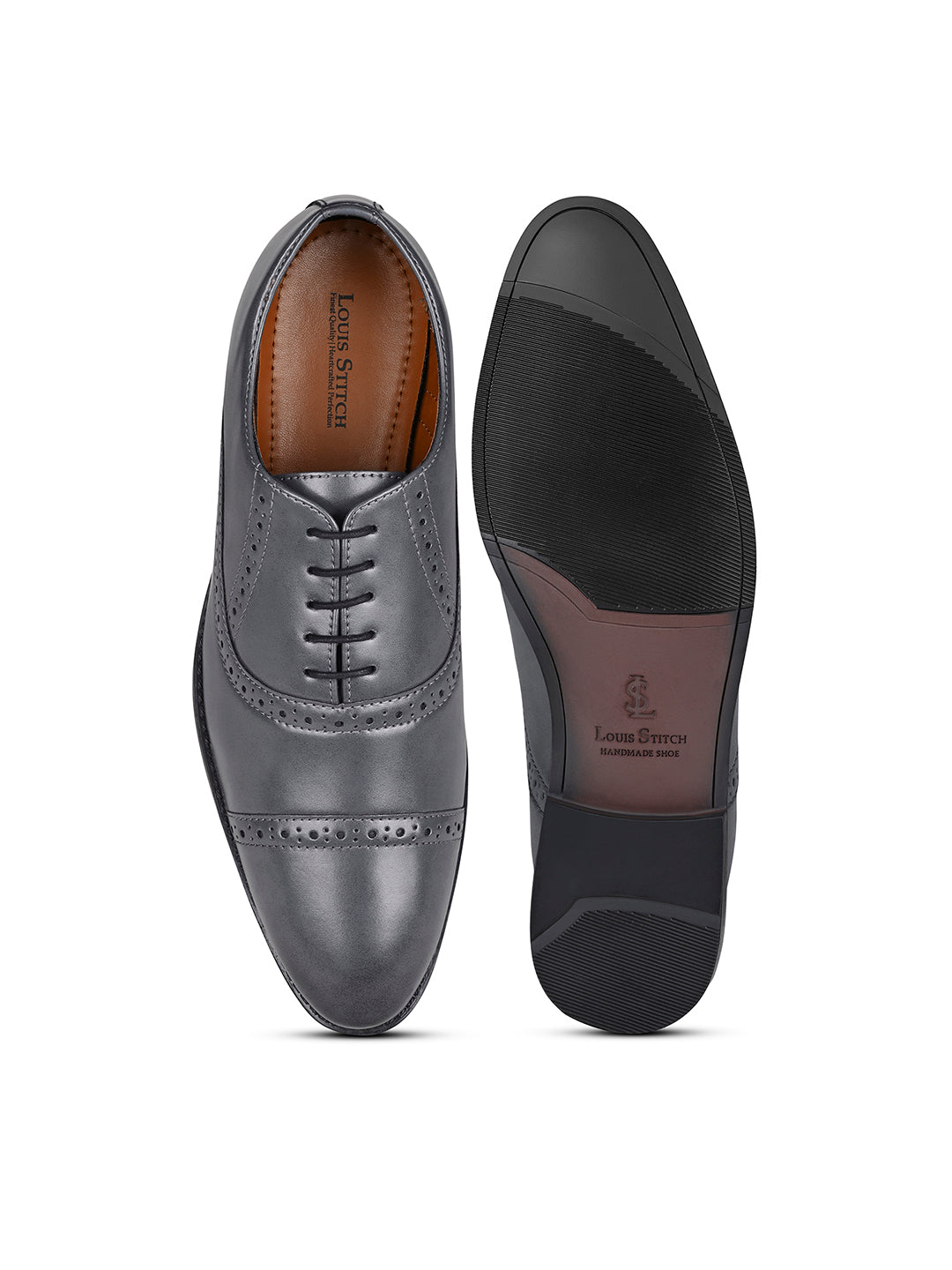 Ash Grey Oxford Style Comfortable Formal Laceup Shoes