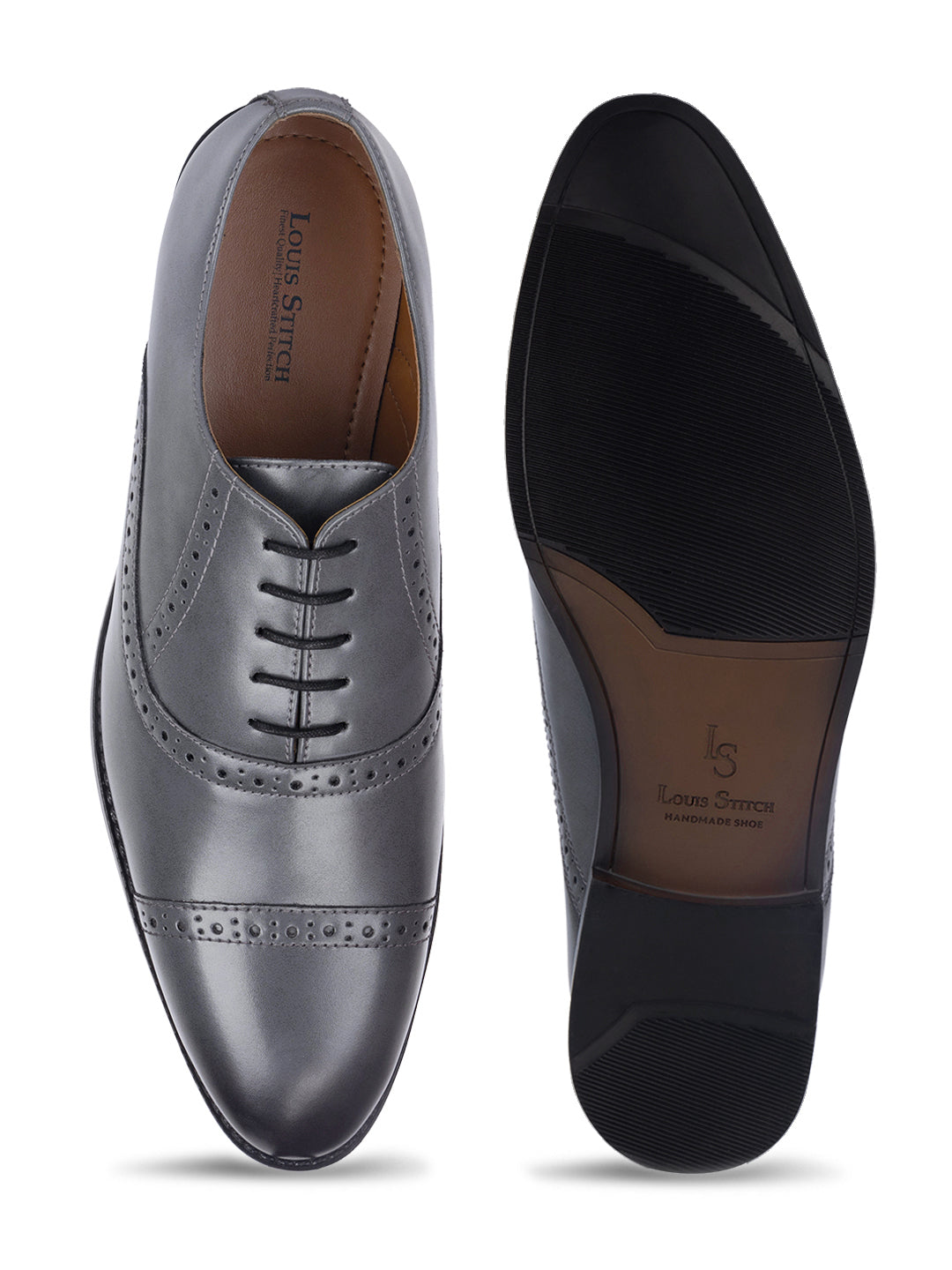 Ash Grey Oxford Style Comfortable Formal Laceup Shoes