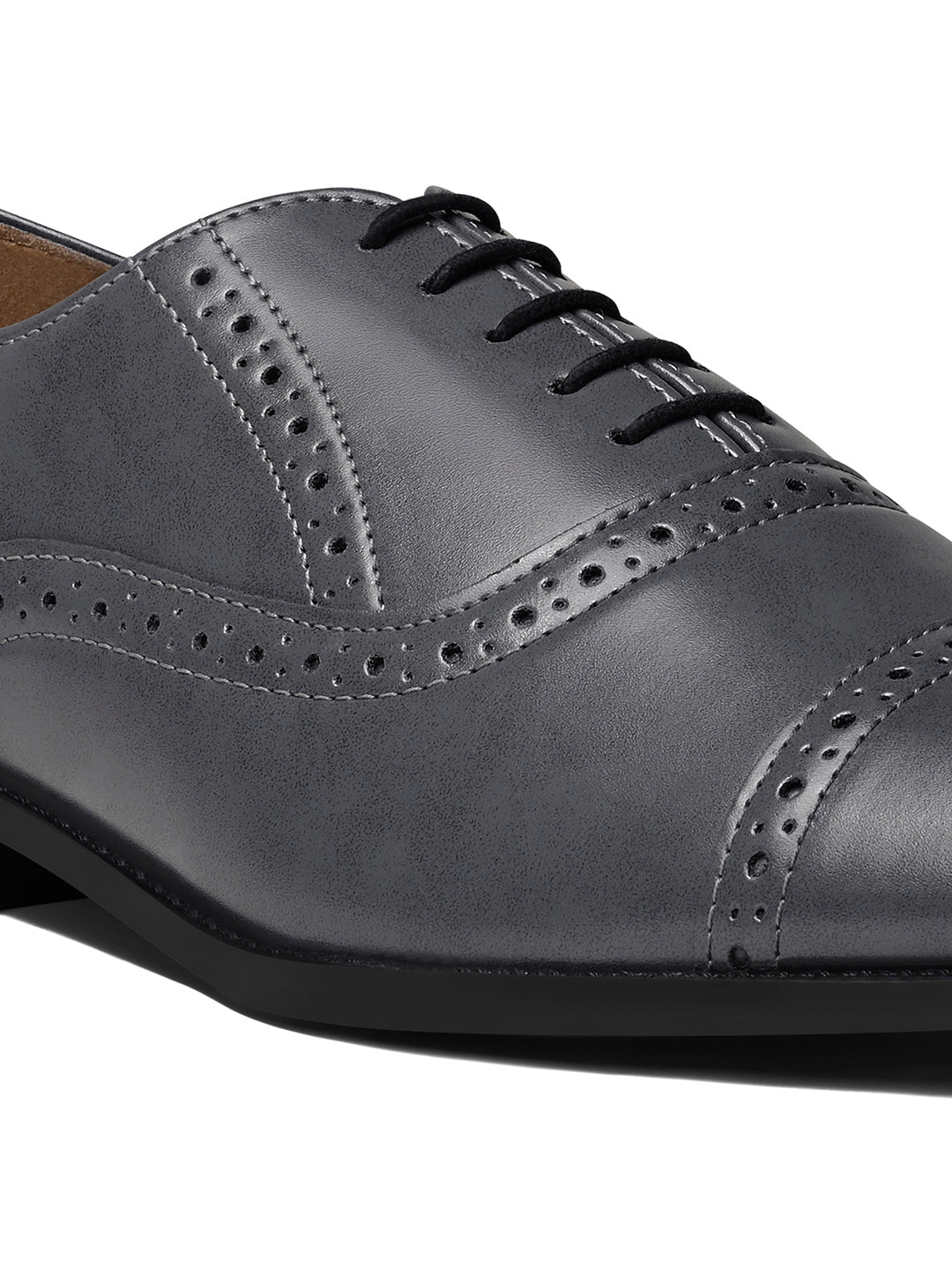 Ash Grey Oxford Style Comfortable Formal Laceup Shoes