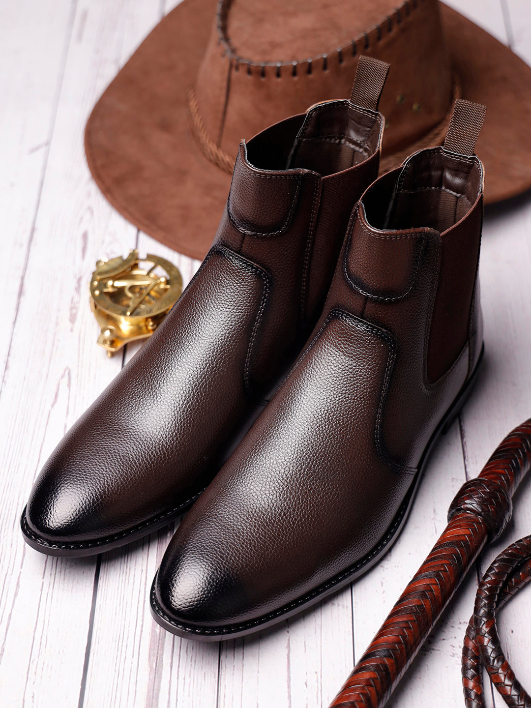 Brunette Brown Handcrafted Chelsea Milled Boots