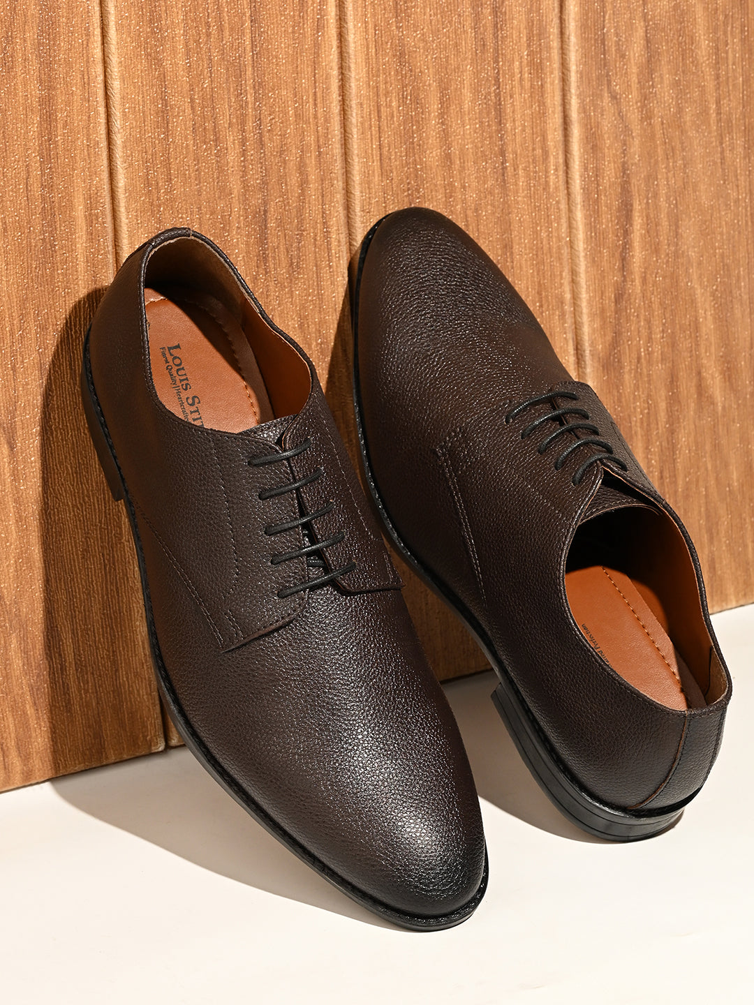 Brunette Brown Handcrafted Derby Lace Up Shoes