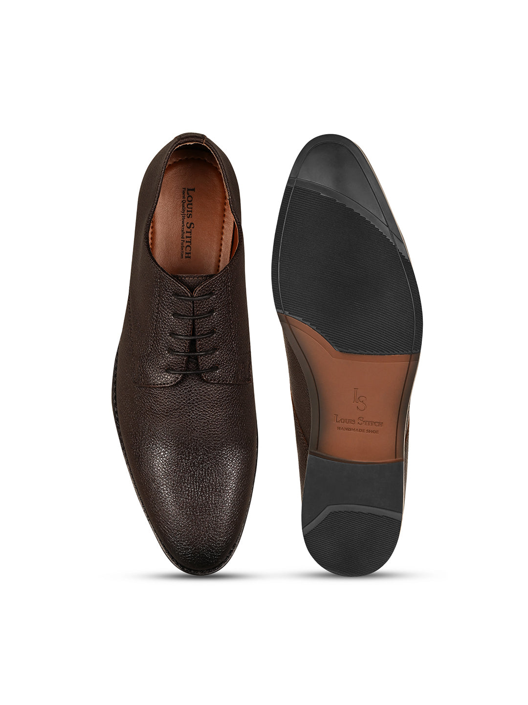 Brunette Brown Handcrafted Derby Lace Up Shoes