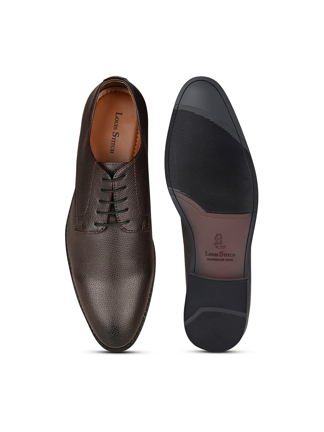 Brunette Brown Handcrafted Derby Lace Up Shoes