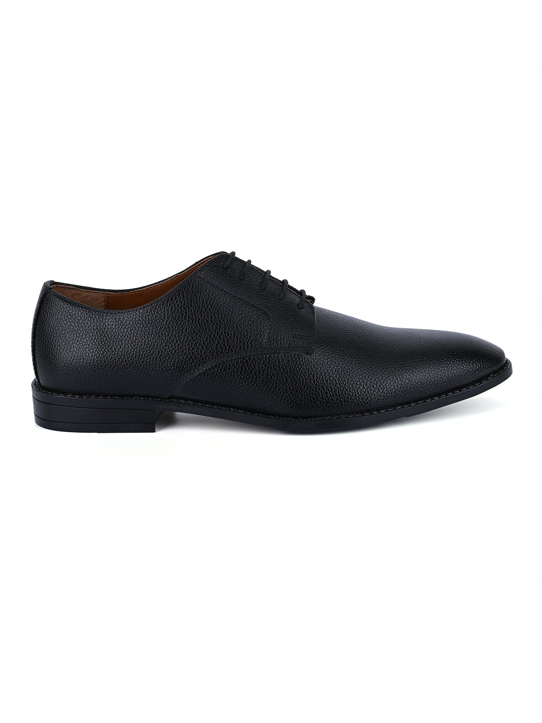 Jet Black Handcrafted Derby Lace Up Shoes