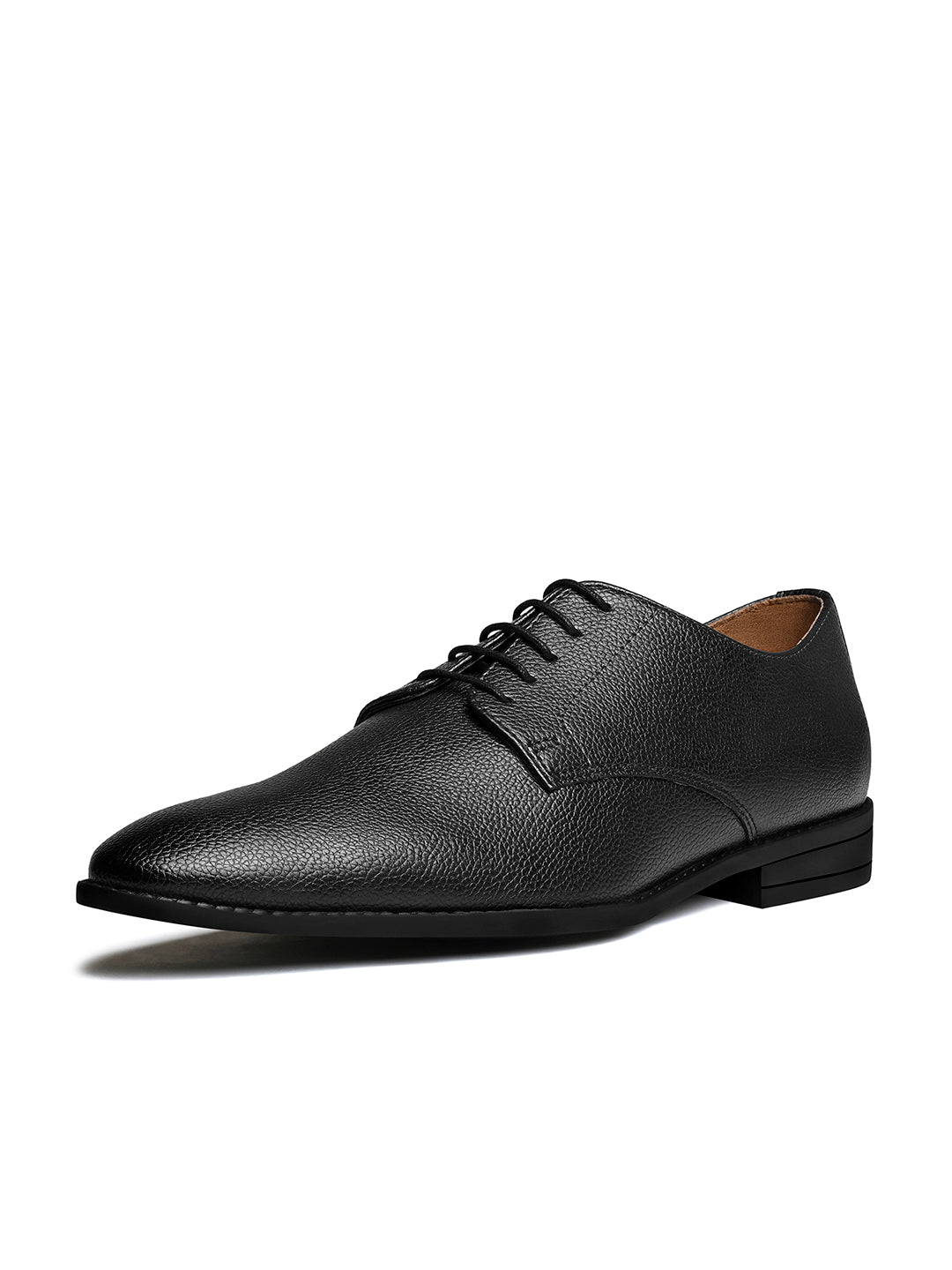 Jet Black Handcrafted Derby Lace Up Shoes