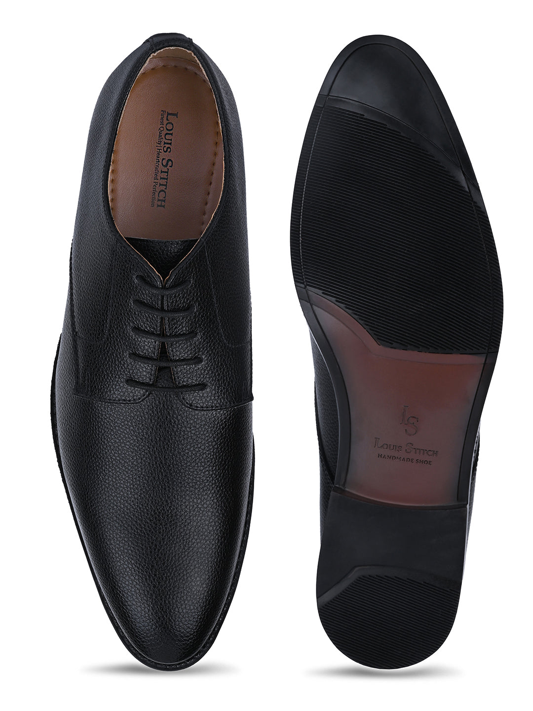 Jet Black Handcrafted Derby Lace Up Shoes