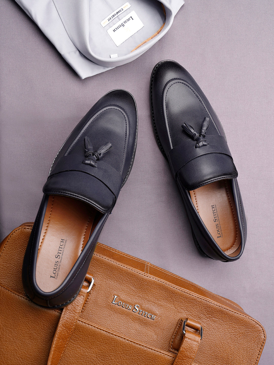 Federal Blue Handcrafted Tassel Style Comfortable Moccasins