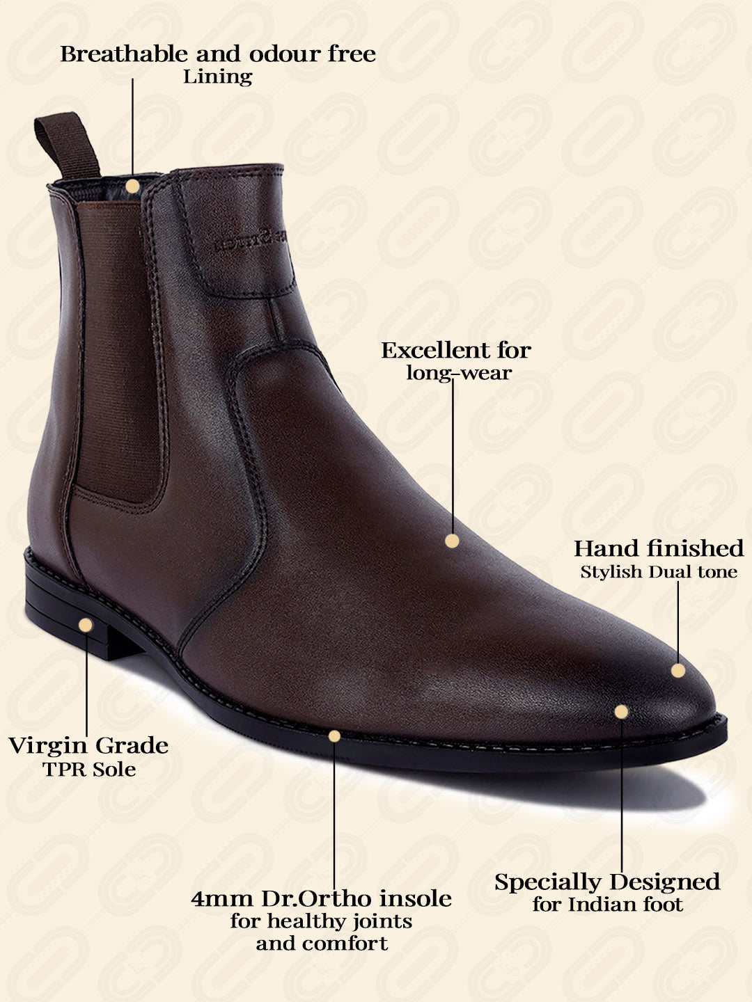Brunette Brown Dual Tone Handcrafted Chelsea Boots
