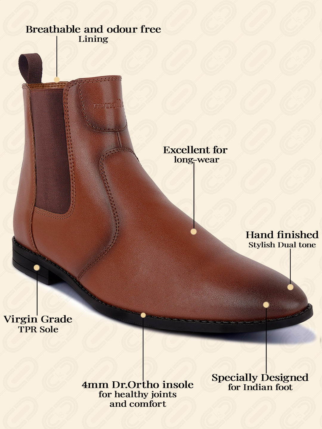 Russet Tan Dual Tone Handcrafted Chelsea Boots