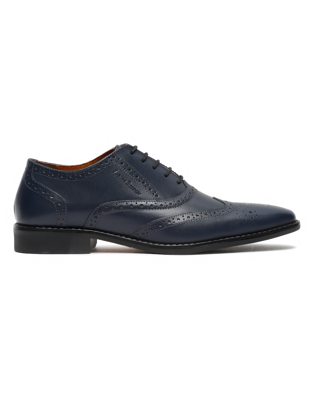Prussian Blue Italian Leather Wingtip Brogue Shoes