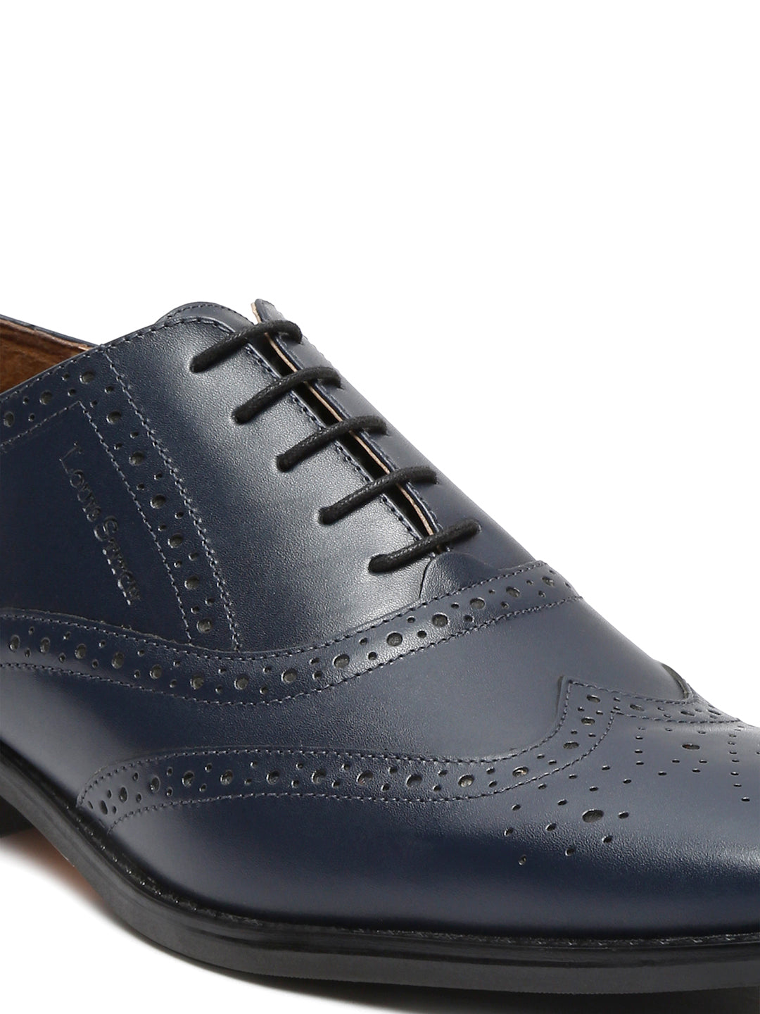 Prussian Blue Italian Leather Wingtip Brogue Shoes