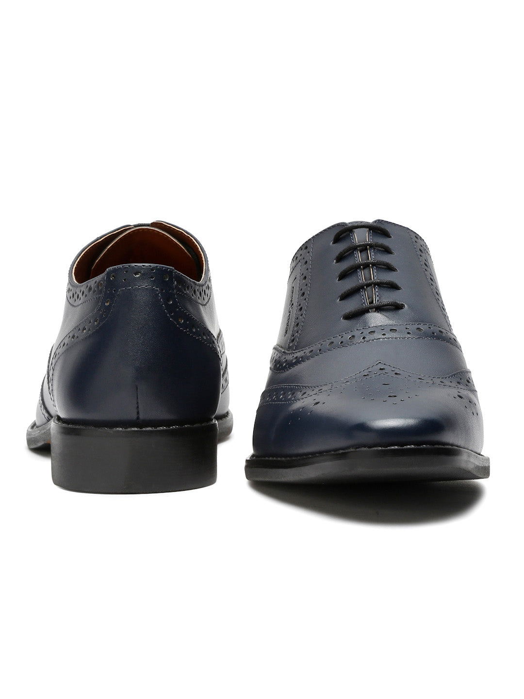 Prussian Blue Italian Leather Wingtip Brogue Shoes