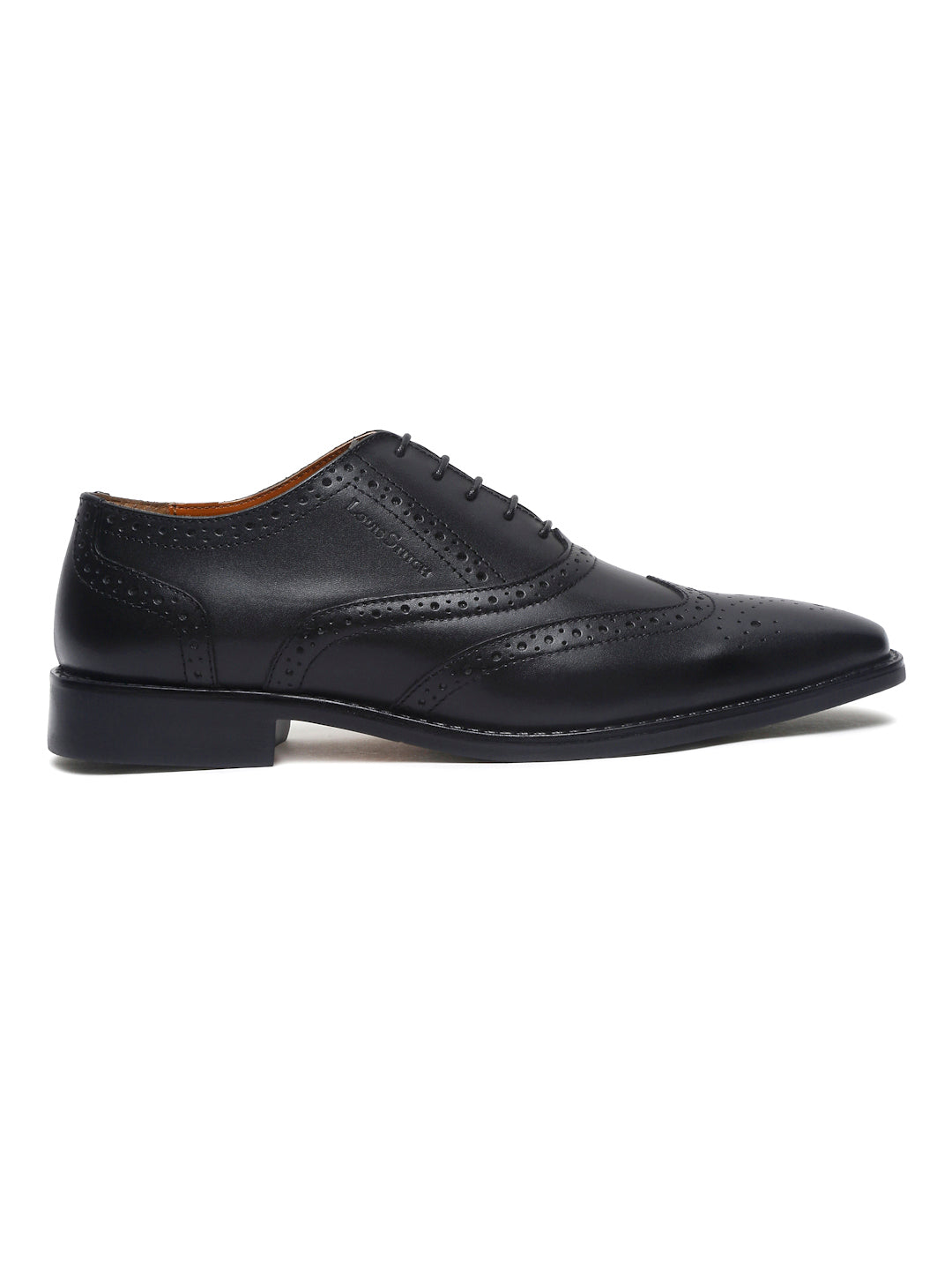 Jet Black Italian Leather Wingtip Brogue Shoes