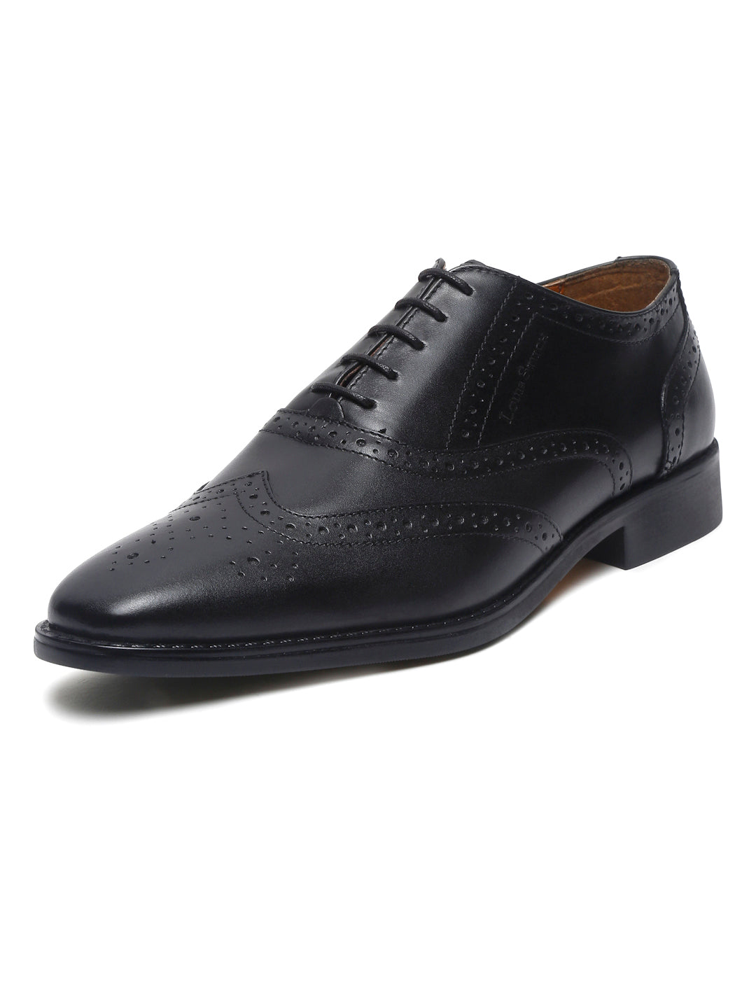 Jet Black Italian Leather Wingtip Brogue Shoes