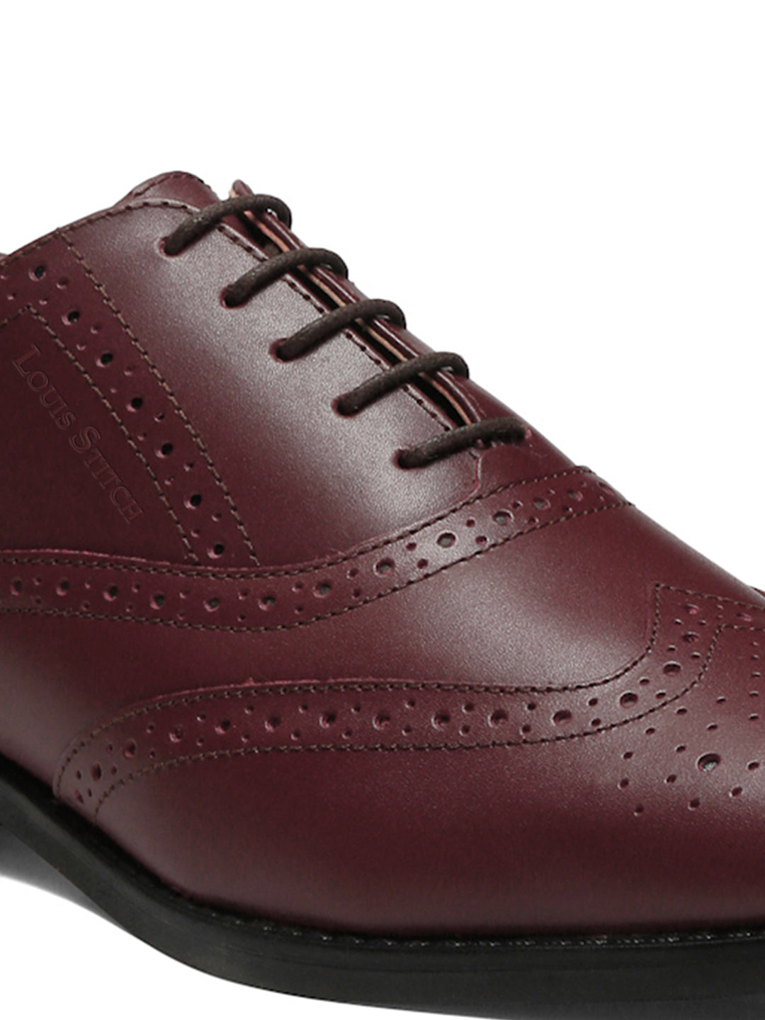 Rosewood Italian Leather Wingtip Brogue Shoes